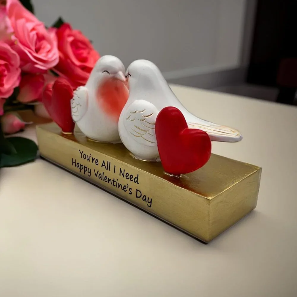 Love Birds Figurine Resin Art Decorative Statue for Home Décor Valentine's Day